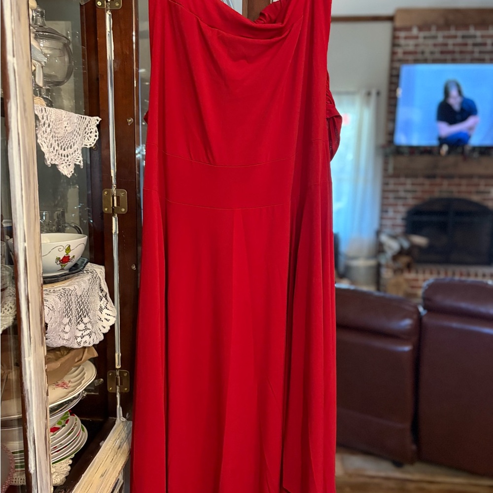 Ashley Stewart Size 3x red dress cross cross in front very flattering